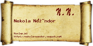 Nekola Nándor névjegykártya